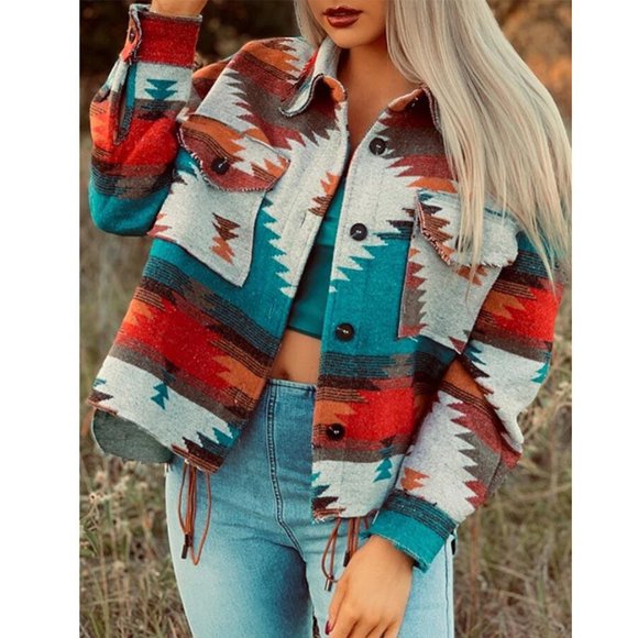 SOLD OUT Plus Size Aztec Tribal Yellowstone Shirt Jacket Shacket - Picture 6 of 11